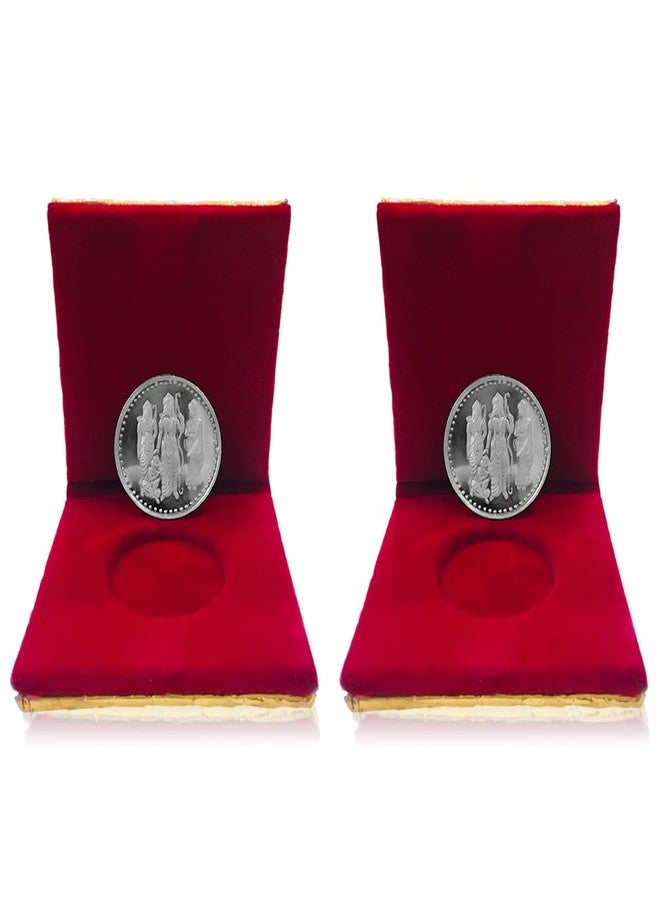 NINE10 Silver Plated Coins 10 Grams German Silver of Ram Darbar for Ram Navami Pooja or Diwali Gift Items for Men, Women, Staff, Customer, Clients, Corporate with Velvet Gift Box (Pack of 2 Pcs) - Image 1
