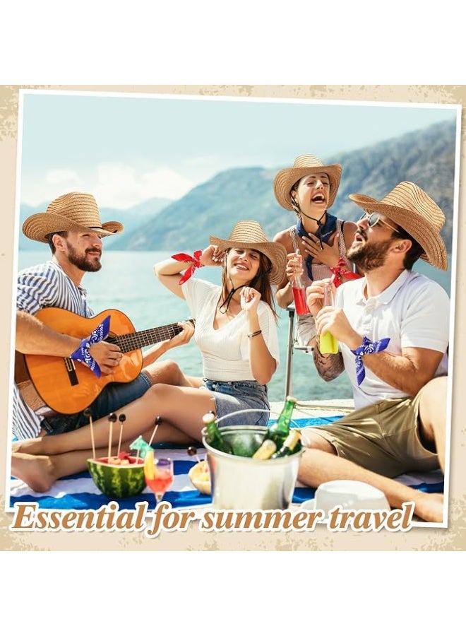 Breathable Paper Straw Fedora Hat for Men & Women - Lightweight Western Style Summer Sun Hat with Adjustable Chin Strap - Image 4
