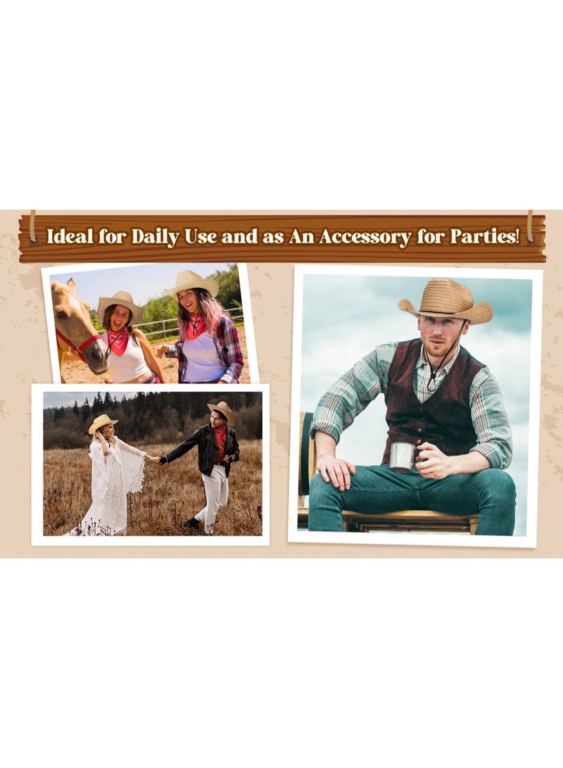 Breathable Paper Straw Fedora Hat for Men & Women - Lightweight Western Style Summer Sun Hat with Adjustable Chin Strap - Image 5