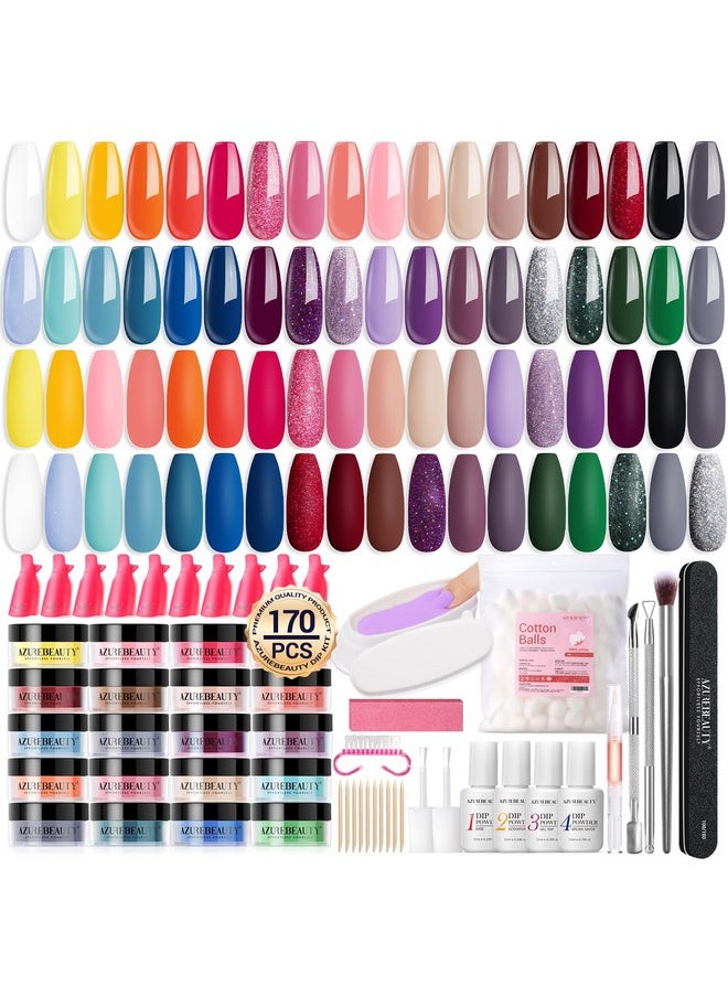 AZUREBEAUTY AZUREBEAUTY 170Pcs Dip Powder Nail Kit Starter 36 Colors Pink Red Purple Spring Summer Dipping Powder with Base/top Coat Activator Dip Liquid Set + Nail Removal Accessories Set for Gift  - Image 1