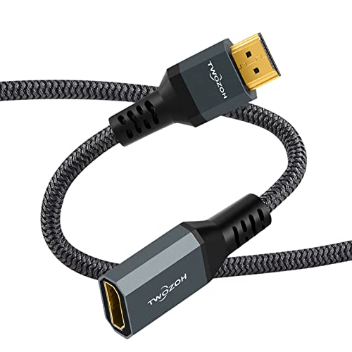 Twozoh كابل تمديد HDMI Twozoh 8K 4K، كابل HDMI 2.1 ذكر إلى أنثى، كابل HDMI مضفر من النايلون يدعم 8K@60Hz 4K@120Hz 48gbps (3.3 قدم) - Image 2