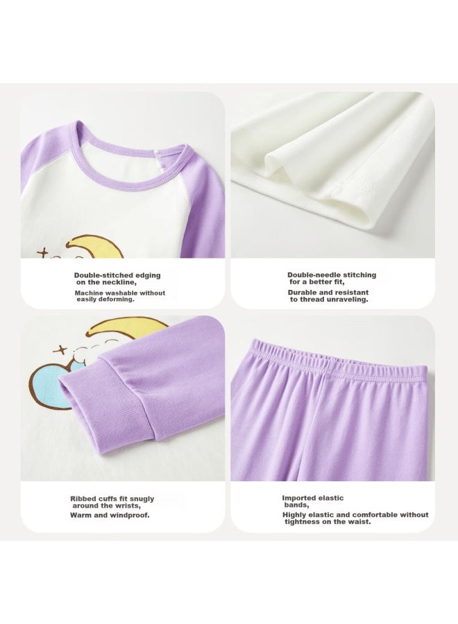 Deesha 7a Antibacterial 40s Tight-spun Children's Pure Cotton Thermal Underwear Set For Girls, Autumn Long Johns