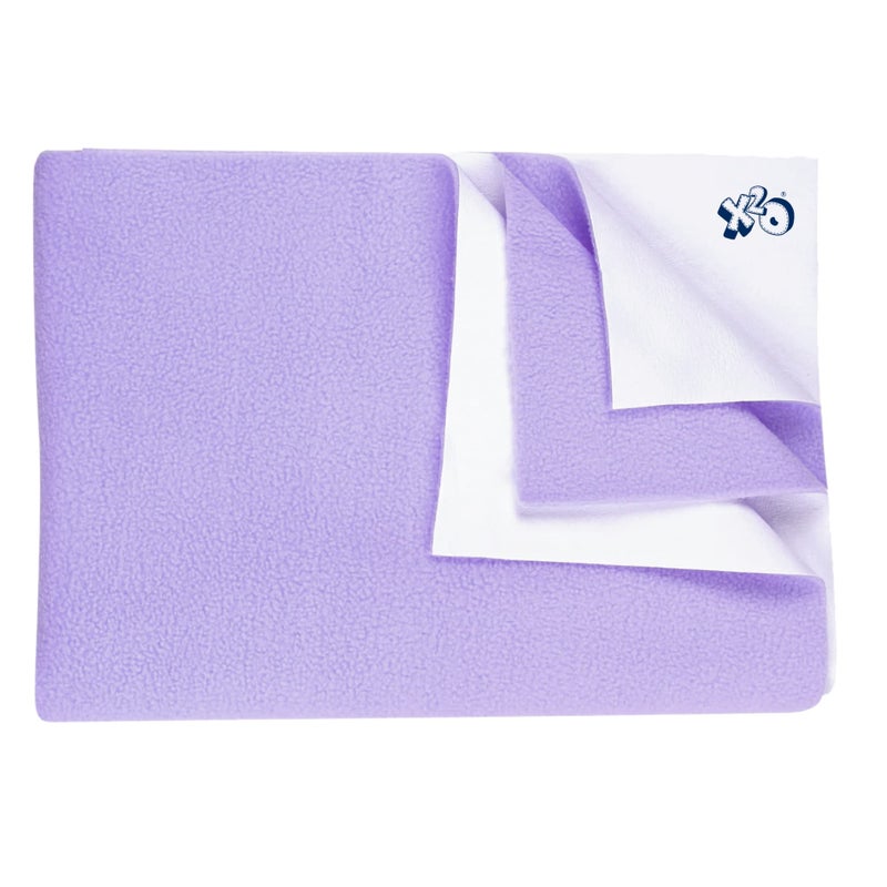 x2o Waterpoof Quick Dry Baby Dry Sheets Made with Soft and Skin Friendly Fleece Fabric(Light Purple)(Pack of 1)(50x70 cms) - Image 1
