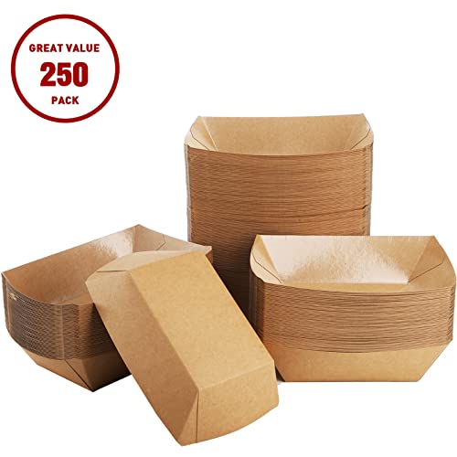 DEAYOU 250 Pack Paper Food Boats, 2 LB Kraft Food Trays Disposable, Grease Resistant Snack Holder Container for French Fries, Nachos, Hot Dog, Tacos, Popcorn, BBQ, Party, Picnic, Concession Stands - Image 3