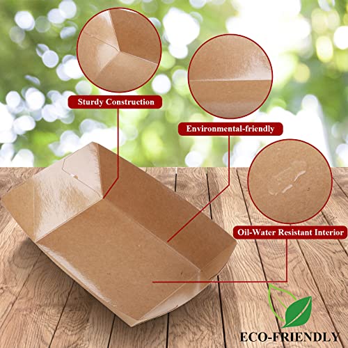 DEAYOU 250 Pack Paper Food Boats, 2 LB Kraft Food Trays Disposable, Grease Resistant Snack Holder Container for French Fries, Nachos, Hot Dog, Tacos, Popcorn, BBQ, Party, Picnic, Concession Stands - Image 4