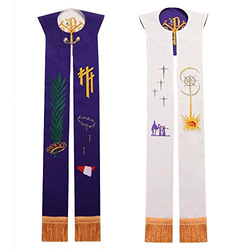 BLESSUME Church Stole priest Chasuble Vestments Reversible Embroidery Stole - Image 1