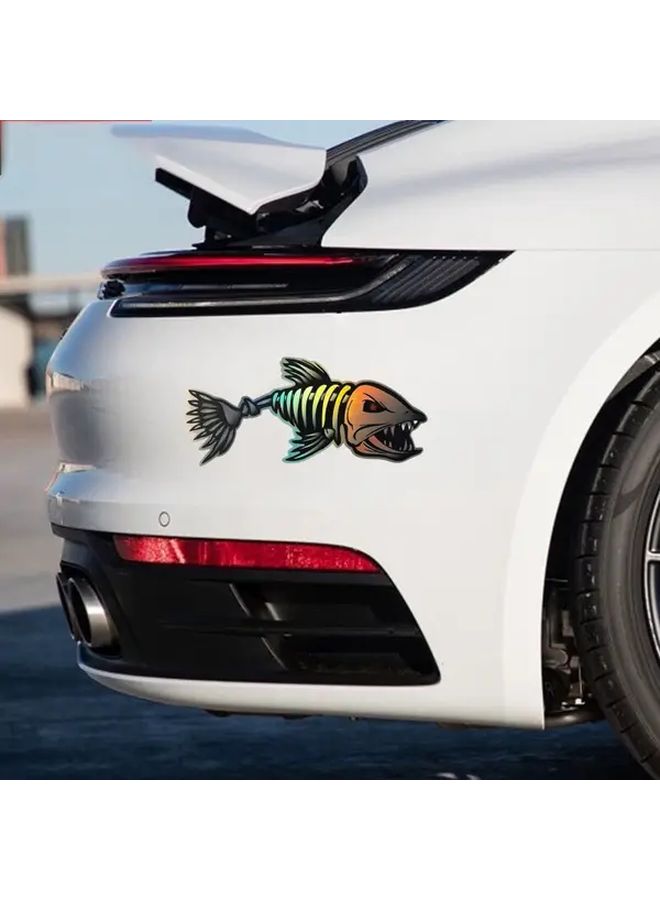 5 Inch Reflective Vinyl Fish Skeleton Decals 2 Pack for Kayak Fishing Vehicle Bumper - Image 2