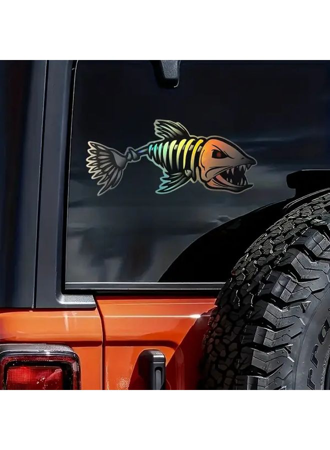 5 Inch Reflective Vinyl Fish Skeleton Decals 2 Pack for Kayak Fishing Vehicle Bumper - Image 3