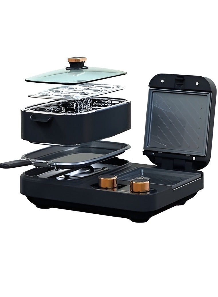 5 in 1 Breakfast Maker with Sandwich Maker, Cooking Pot, Frying Pan, 8 Piece Egg Boiler & Steamer, The Ultimate All In One Morning breakfast Station Meal Solution  - Image 2