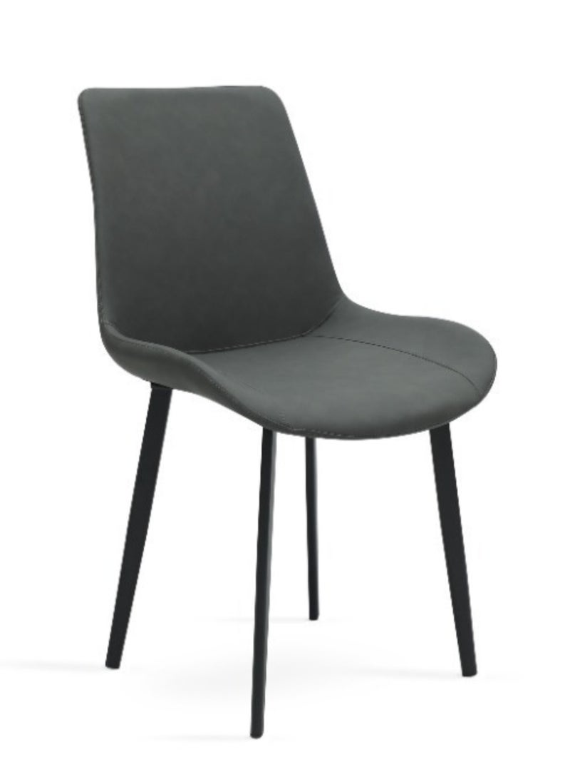 KARNAK Modern Design Marble Dining Table Set (1 Table + 6 Chairs) with Leather Chairs Color BLACK GREY 190x90x75CM  - Image 3