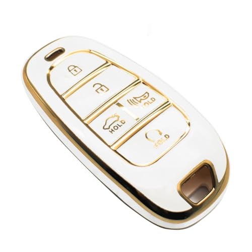FEYOUN Key Fob Cover Compatible with Hyundai Sonata Santa Fe Tucson Ioniq Palisade Smart 5 Buttons TPU Remote Keyless Key Fob Case Protection Shell Accessories White - Image 1
