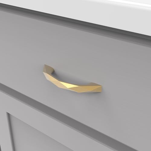 Hickory Hardware 1 Pack Solid Core Kitchen Cabinet Pulls, Luxury Cabinet Handles, Hardware for Doors & Dresser Drawers, 3 Inch Hole Center, Brushed Golden Brass, Karat Collection - Image 3