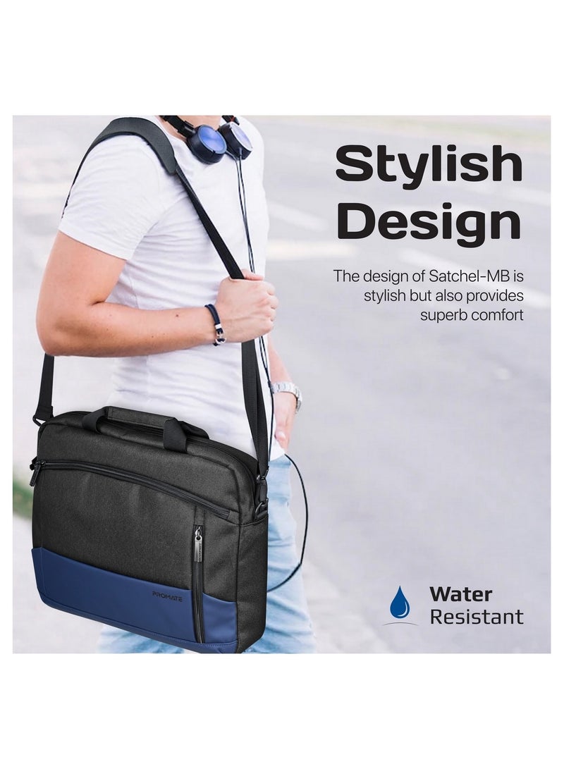 PROMATE Messenger Bag, Lightweight 15.6-Inch Laptop Bag With Secure Zippers, Water-Resistance, Luggage Belt, Front Pocket And Multiple Compartments Blue - Image 2