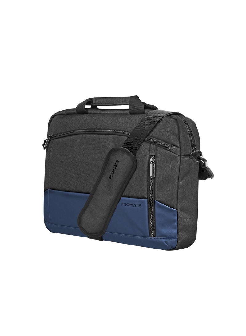 PROMATE Messenger Bag, Lightweight 15.6-Inch Laptop Bag With Secure Zippers, Water-Resistance, Luggage Belt, Front Pocket And Multiple Compartments Blue - Image 1
