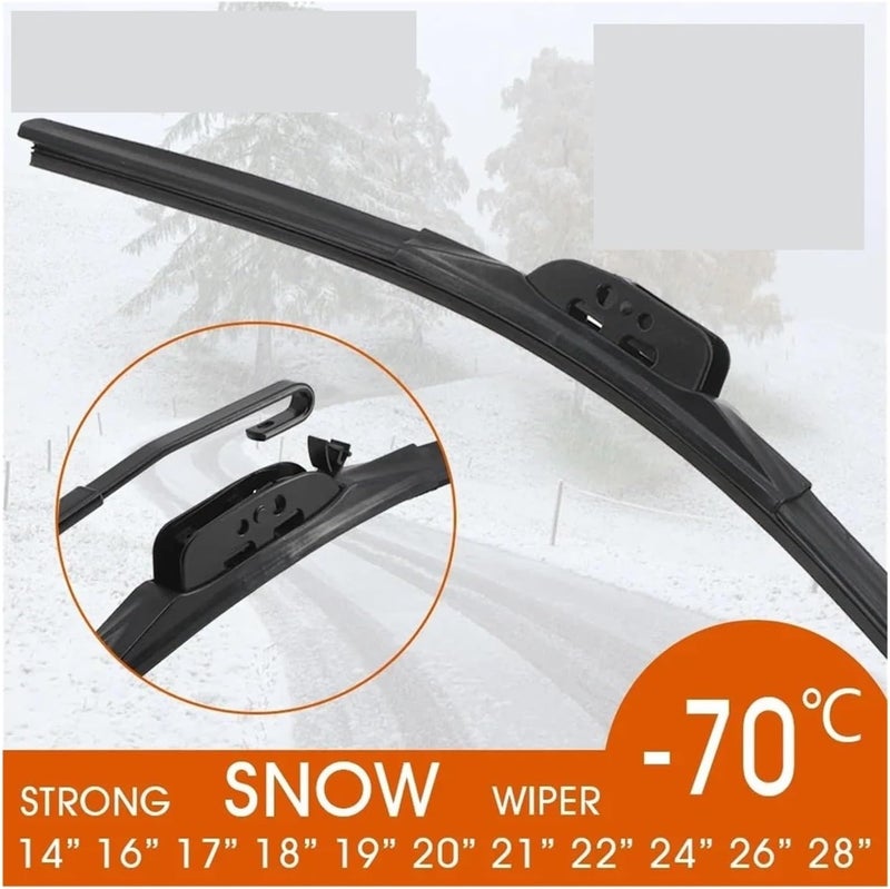 Premium Winter Snow Car Wiper Blades - U Hook Natural Rubber Windshield Wipers for All Vehicles (14"-28" Sizes)(16 Inch 400mm) - Image 2