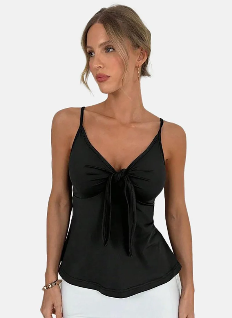 يونيكي Black Solid Relaxed Sleeveless Top