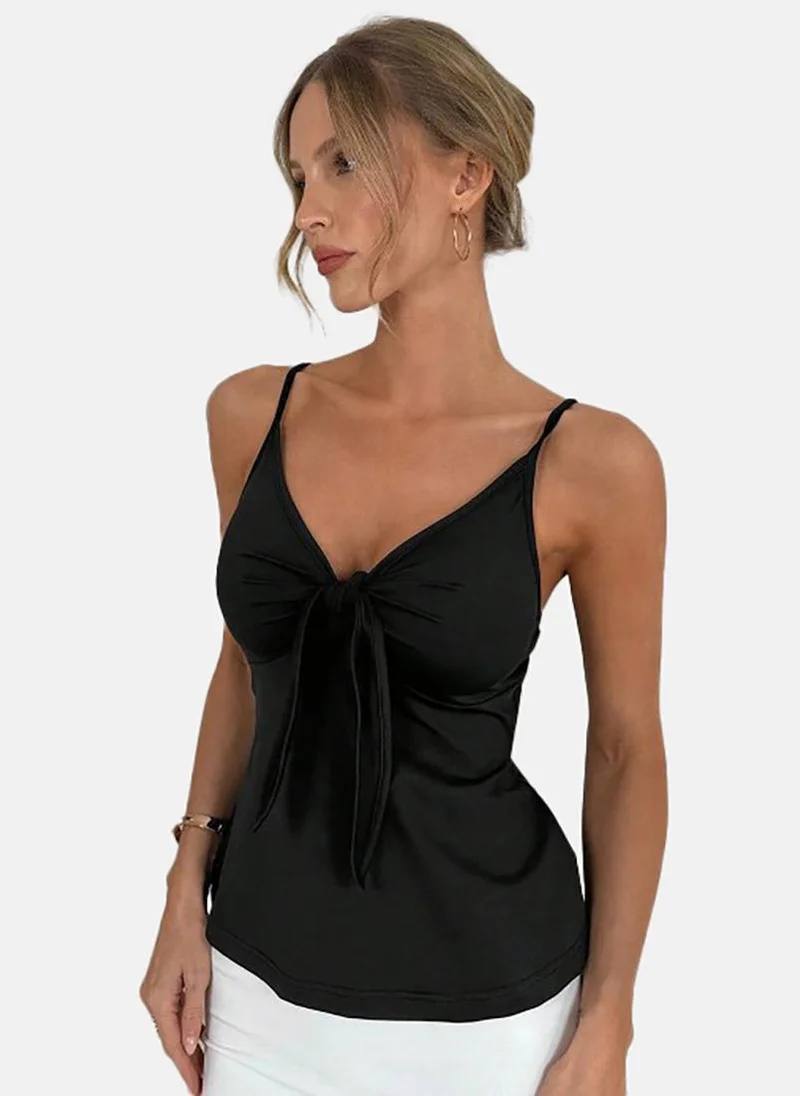 YUNIQEE Black Solid Relaxed Sleeveless Top