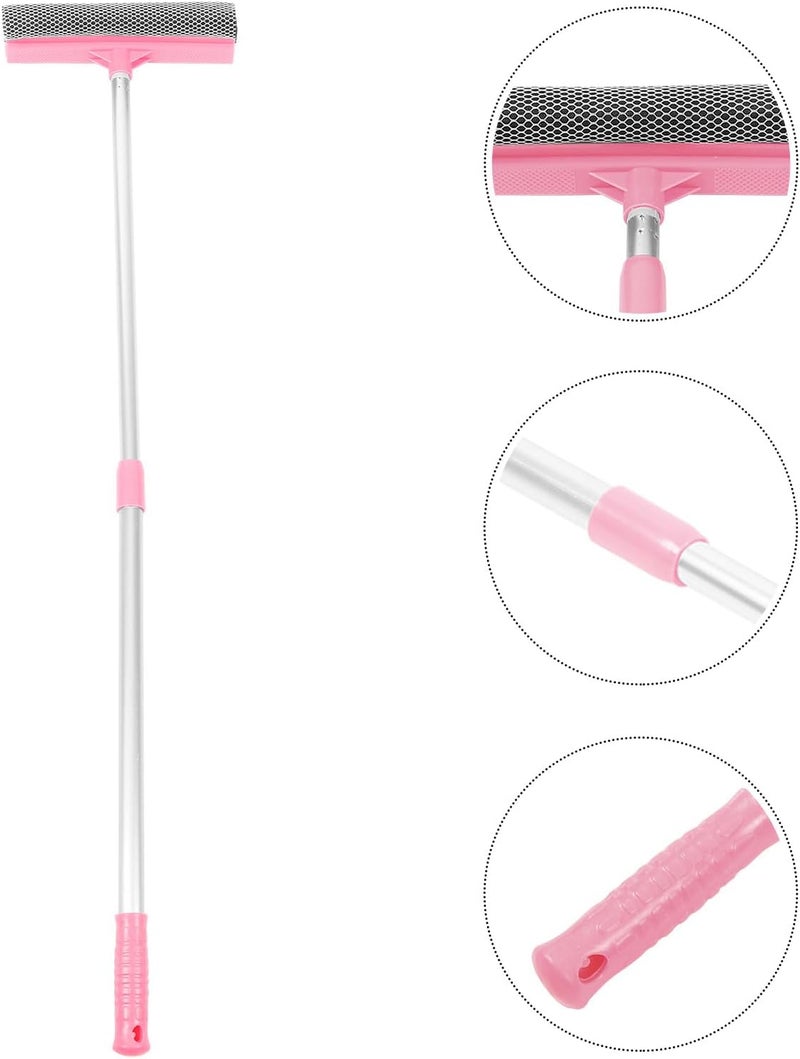 Double-Sided Glass Cleaning Wiper with Extendable Pink Handle Plastic Window Cleaner for Bathroom Kitchen Balcony Mirrors Shower Doors Lightweight and Scratch - Image 4