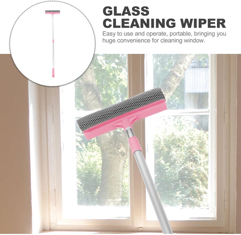 Double-Sided Glass Cleaning Wiper with Extendable Pink Handle Plastic Window Cleaner for Bathroom Kitchen Balcony Mirrors Shower Doors Lightweight and Scratch - Image 5