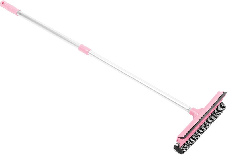 Double-Sided Glass Cleaning Wiper with Extendable Pink Handle Plastic Window Cleaner for Bathroom Kitchen Balcony Mirrors Shower Doors Lightweight and Scratch - Image 1