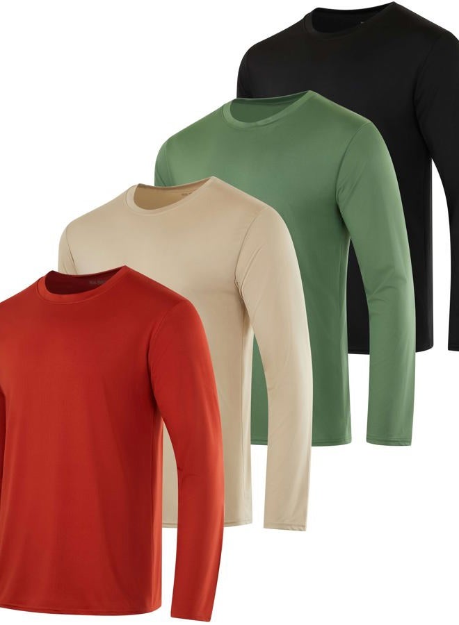 REALESSENTIALS Mens Long Sleeve T-Shirt Fishing Swim Hiking Beach UV UPF SPF Sun Protection Workout Clothes Quick Dry Fit Gym Tee Shirt Athletic Active Running Sport Top Water, Set 13, XXL, Pack of - Image 1
