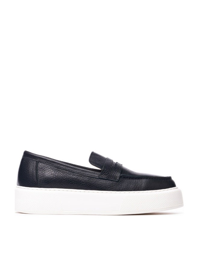 Martin Valen Men's Chunky Leather Loafers in Black and White - Image 1
