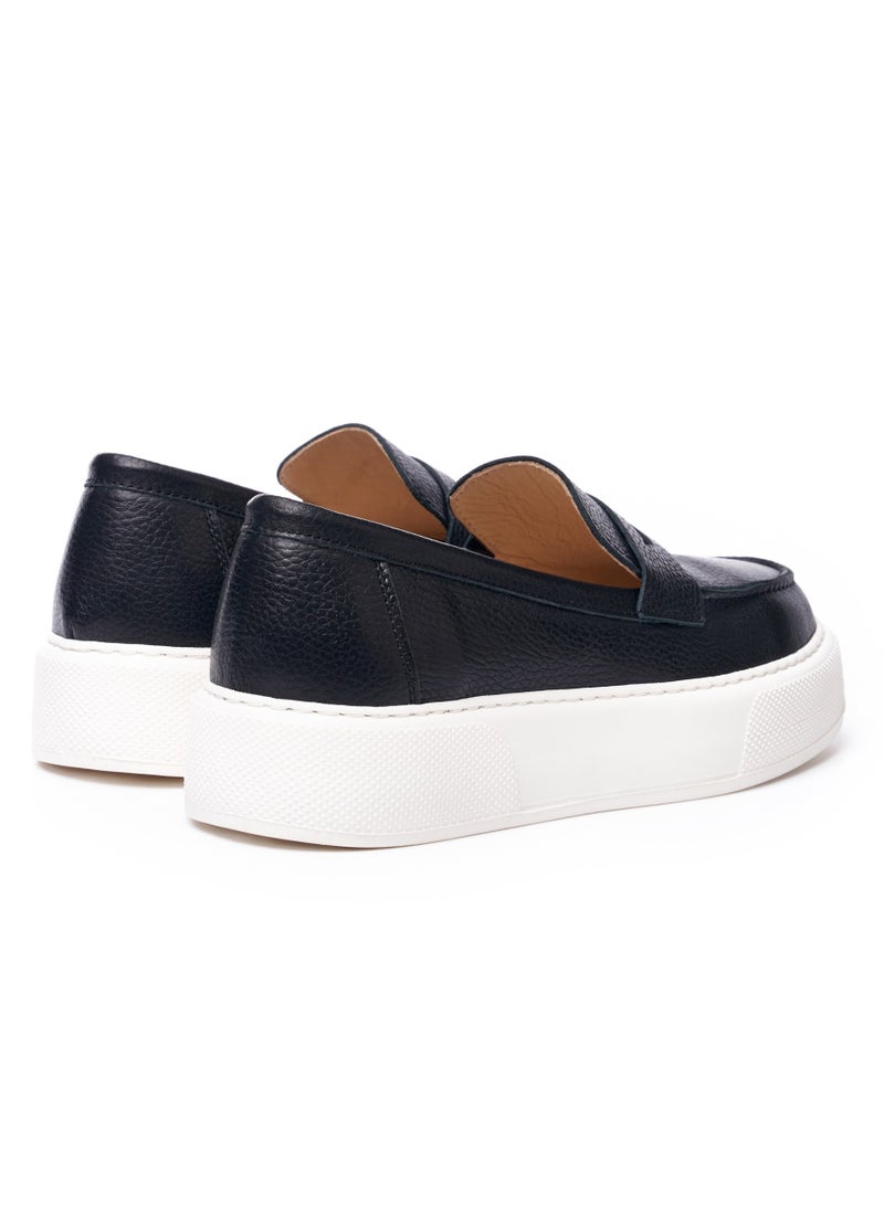 Martin Valen Men's Chunky Leather Loafers in Black and White - Image 3
