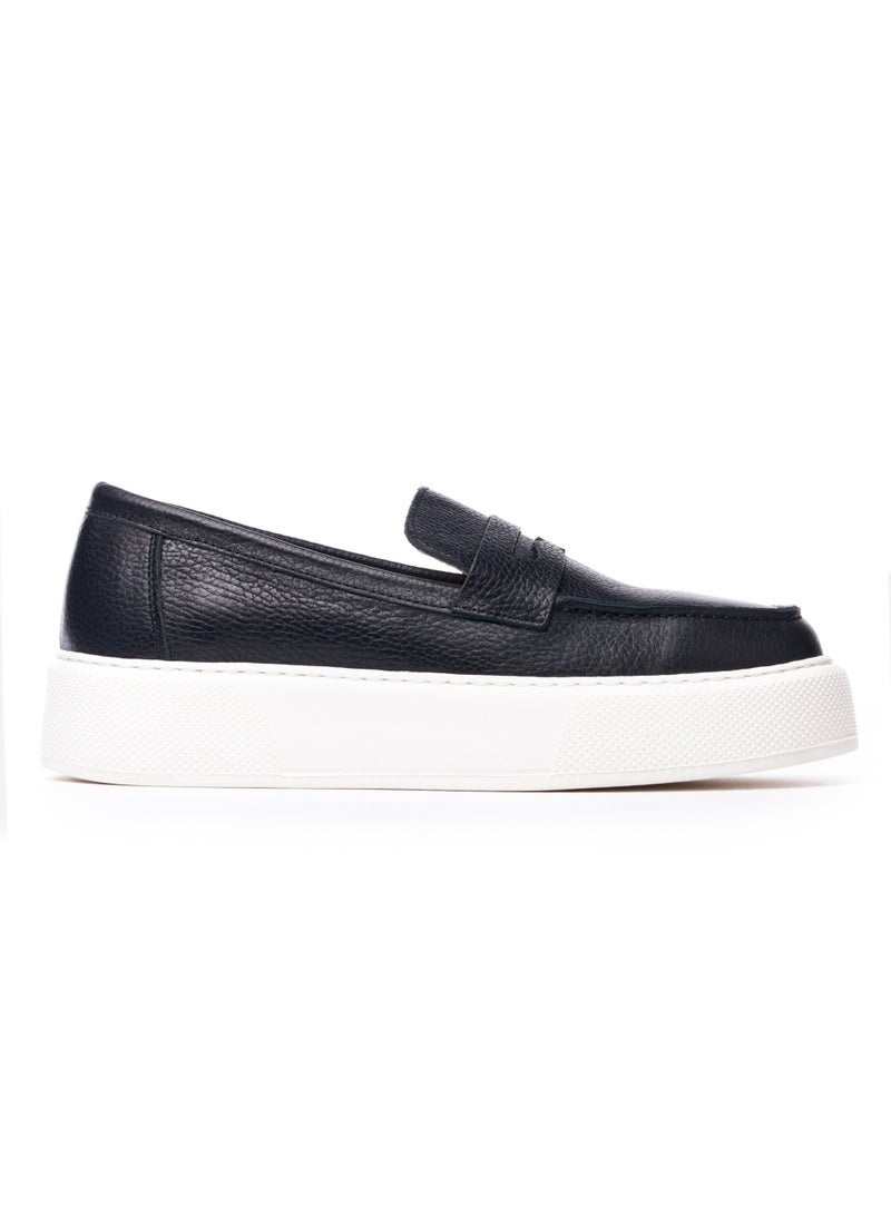 Martin Valen Men's Chunky Leather Loafers in Black and White - Image 2