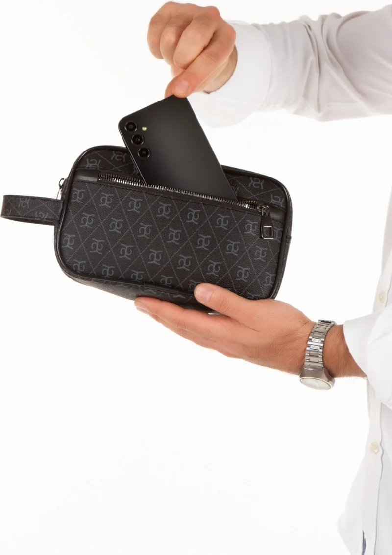 Adelina Bags Black Patterned Portfolio Travel Handbag Hangbag