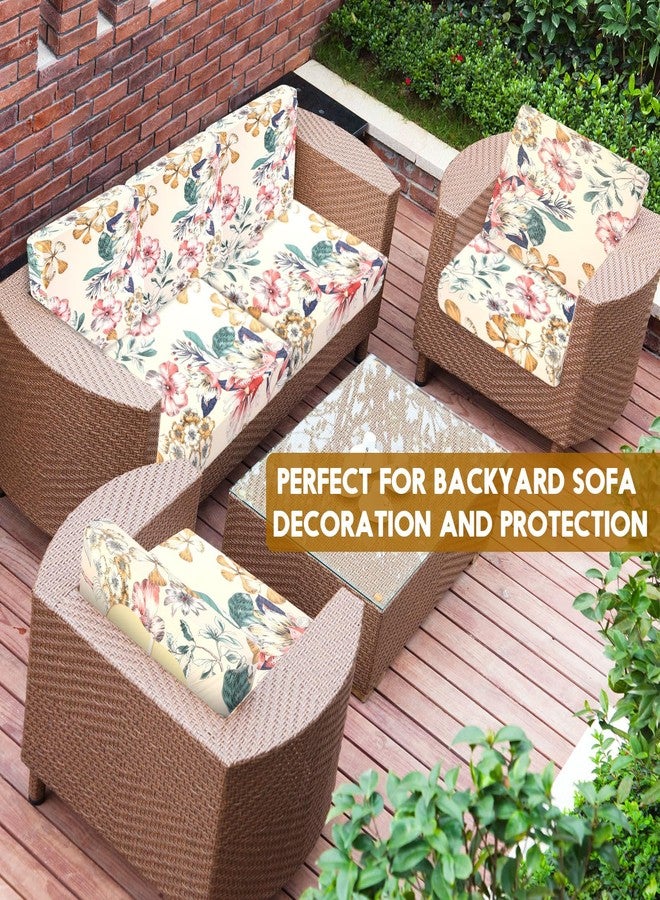 Tegeme 8 Pcs Summer Cushion Cover Stretchable Printed Floral Sofa Cushion Covers Bohemian Printed Washable with Elastic for Furniture Chair Bottom - Image 5