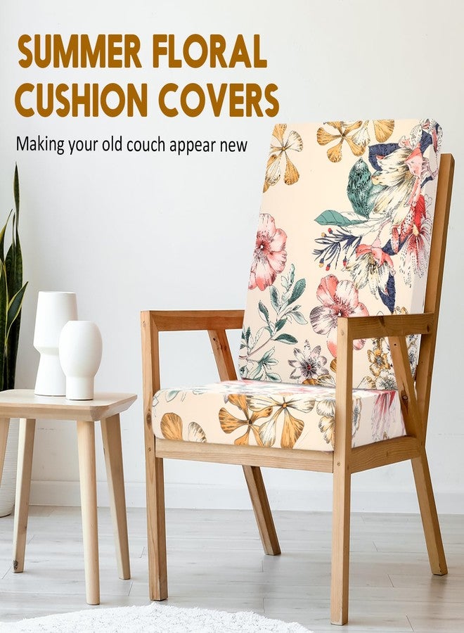 Tegeme 8 Pcs Summer Cushion Cover Stretchable Printed Floral Sofa Cushion Covers Bohemian Printed Washable with Elastic for Furniture Chair Bottom - Image 3