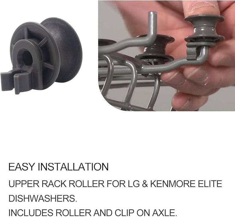 4 حزمة عجلات استبدال علوية لغسالة الصحون قطع غيار عجلات نسيجية - Image 3