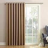 Sun Zero Barrow Extra-Wide Energy Efficient Sliding Patio Door Curtain Panel with Pull Wand, 100" x 84", Taupe - Image 1