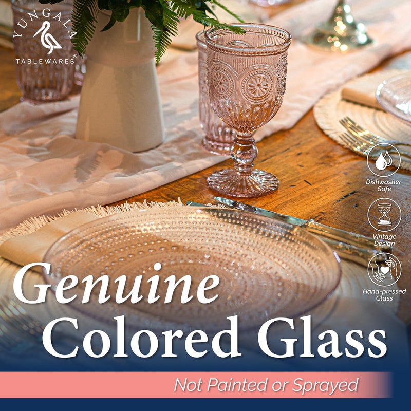 Yungala Pink Wine Glasses Set of 6 Vintage Hobnail Goblets 10 oz Transparent Glassware with Stems Dishwasher Safe - Image 5