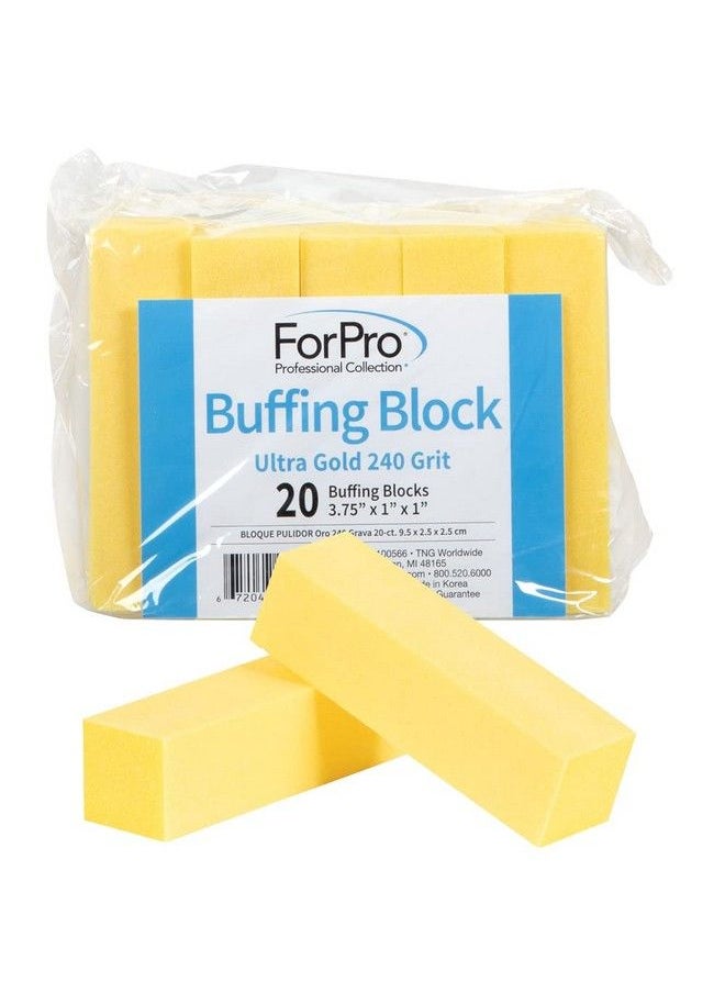 ForPro Professional Collection Forpro Ultra Gold Buffing Block 240 Grit Foursided Manicure & Pedicure Nail Buffer 3.75” L X 1” W X 1” H 20Count  - Image 1