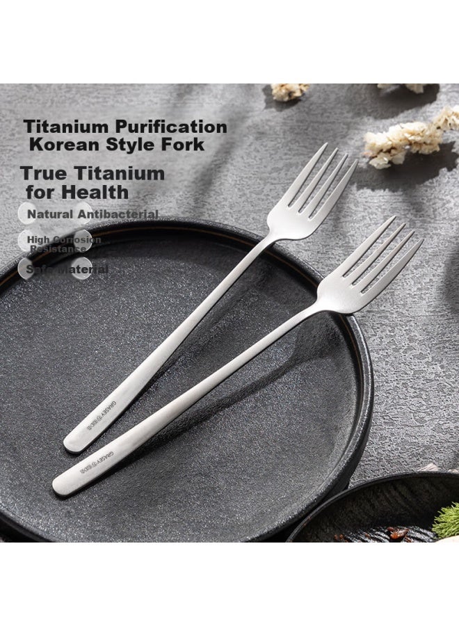 GRASEY Guangyi Titanium Purification Stainless Steel Fork Western Fork Dessert Fork Fruit Fork Salad Fork Cutlery Set 2 Pieces Gy1305 - Image 1