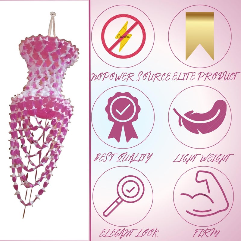 Home Decor Compressible Red Plastic Jhumar Chandelier No LED or Electricity Pink  - Image 2