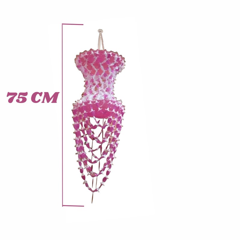 Home Decor Compressible Red Plastic Jhumar Chandelier No LED or Electricity Pink  - Image 3