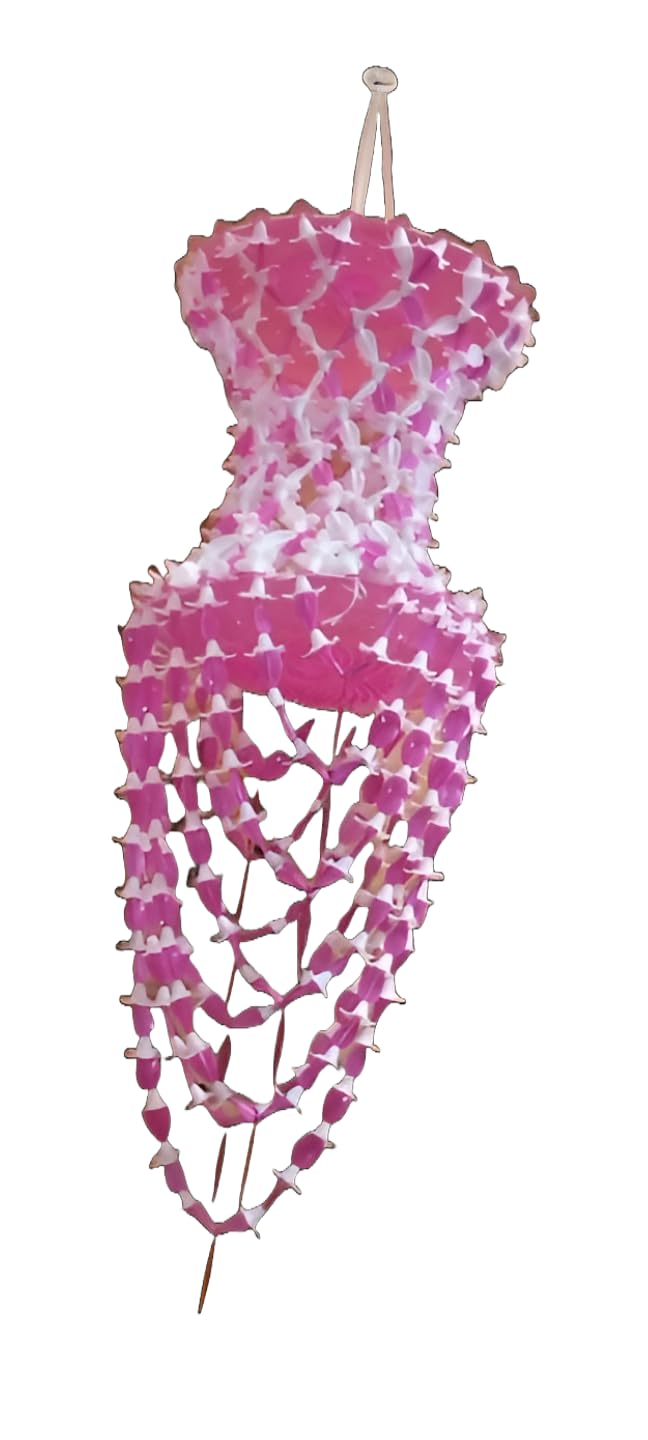 Home Decor Compressible Red Plastic Jhumar Chandelier No LED or Electricity Pink  - Image 1