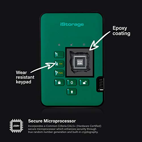 iStorage diskAshur2 HDD 1TB Green | Secure portable hard drive | Password protected | Dust & water resistant | Hardware Encryption - Image 4