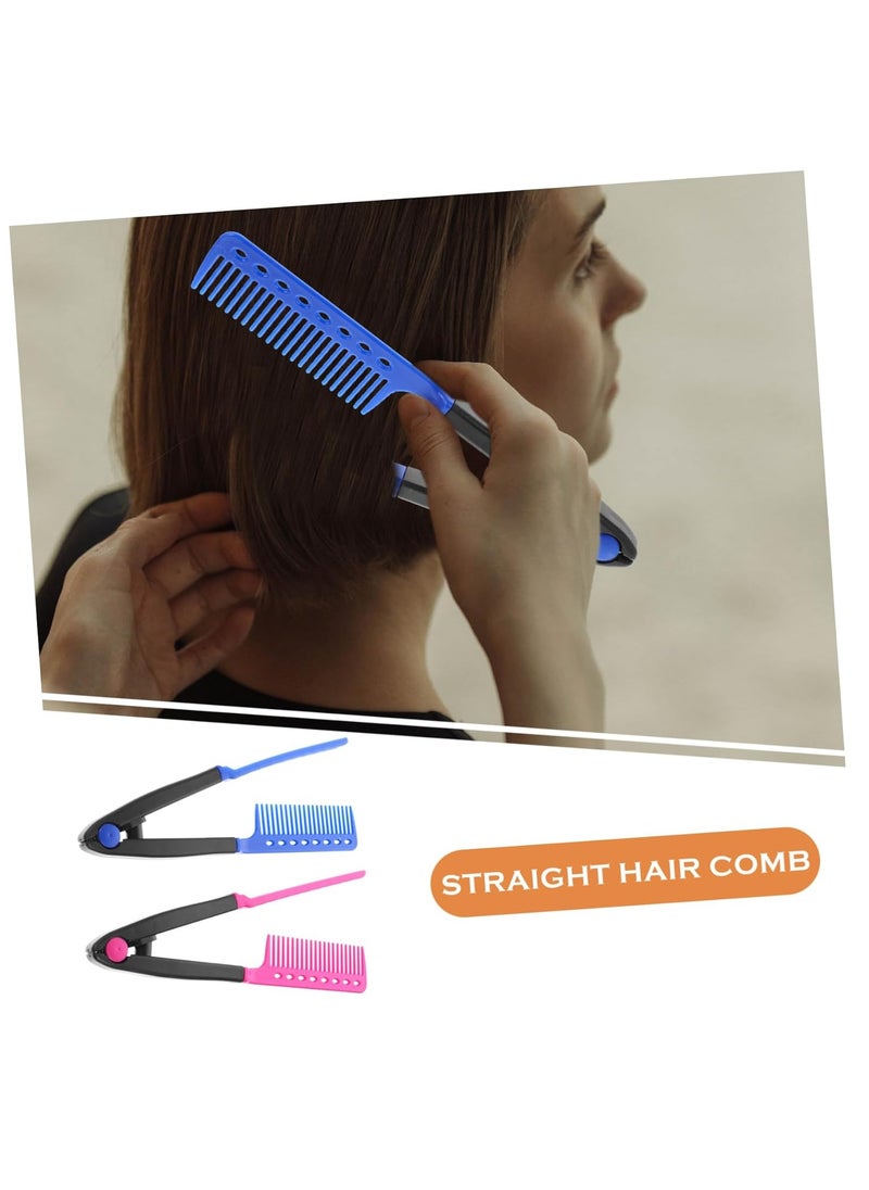 Generic Hairdressing Comb Hair Straightening Comb V-shaped Straightener Straight Hair Comb Flat Iron Comb V-shaped Straight Comb Hair Combs for Women Accessories Modeling  - Image 4