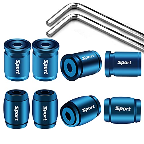 Dsycar Locking Tire Valve Caps Blue 8 Pack Anti Theft Design Aluminum Bullet Valve Stem Caps with Rubber Seal Universal Valve Stem Covers 8 PackBlue - Image 1
