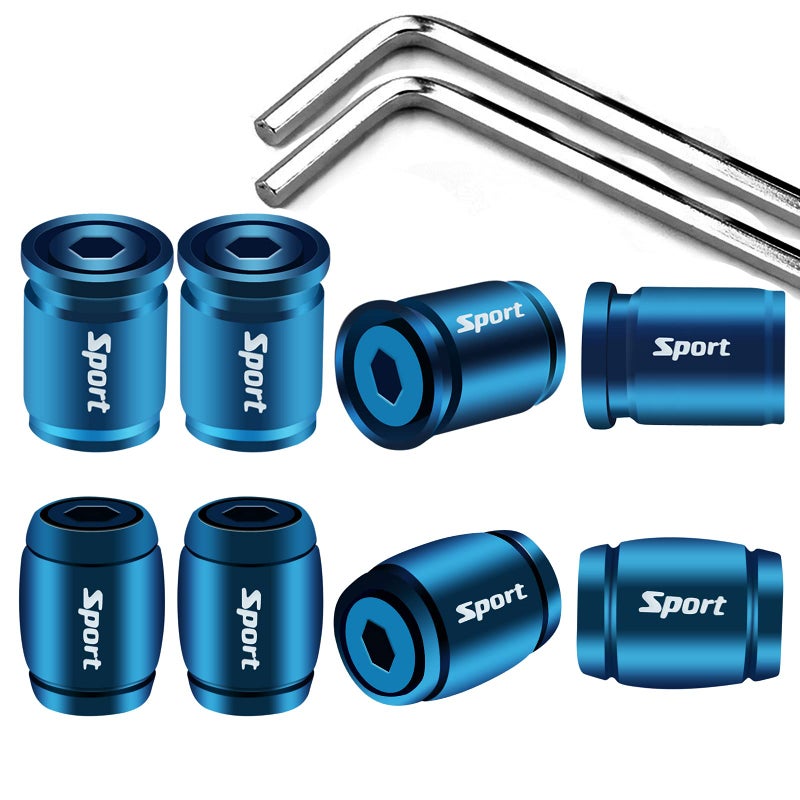 Dsycar Locking Tire Valve Caps Blue 8 Pack Anti Theft Design Aluminum Bullet Valve Stem Caps with Rubber Seal Universal Valve Stem Covers 8 PackBlue - Image 3