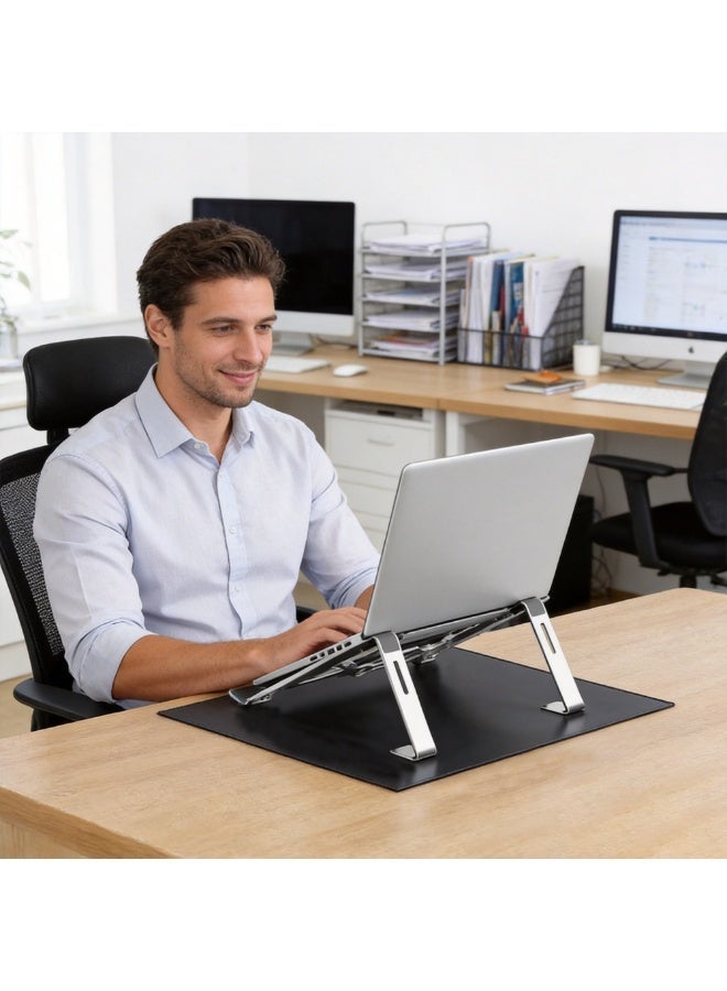 Laptop Stand for Desk, Adjustable Laptop Riser ABS+Silicone Foldable Portable Laptop Holder, Ventilated Cooling Notebook Stand for MacBook Pro Air, Lenovo, Dell, HP, Laptops,Tablet - Image 3