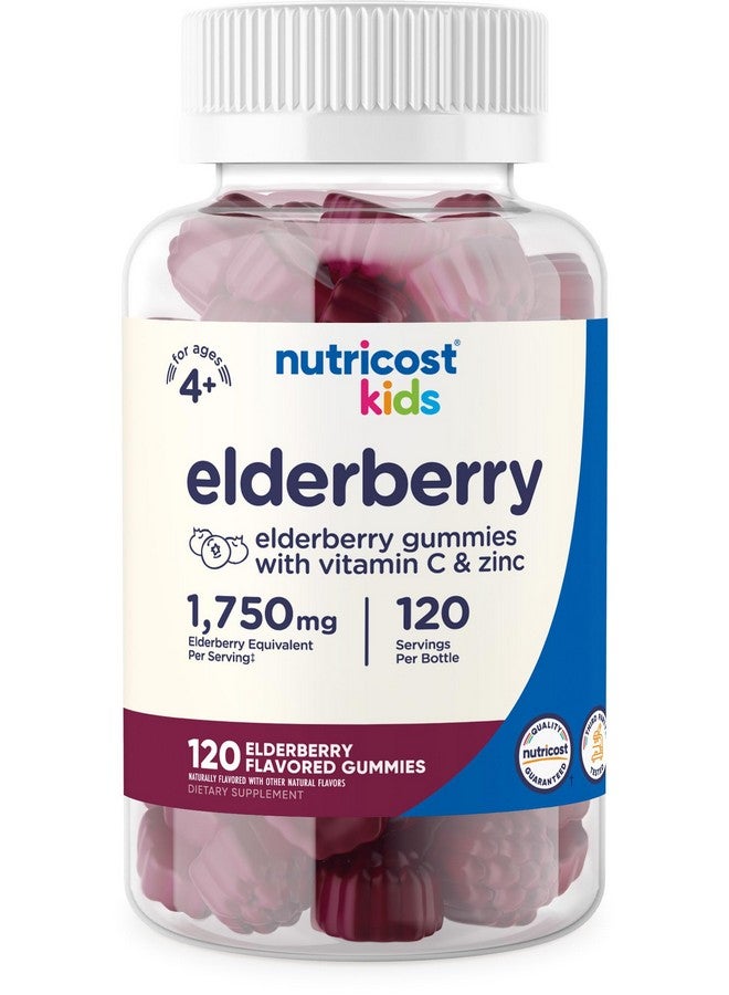 Nutricost Kids Elderberry Gummies (50mg) with Zinc & Vitamin C 120 Gummies - Gluten Free, No Corn Syrup - Image 1