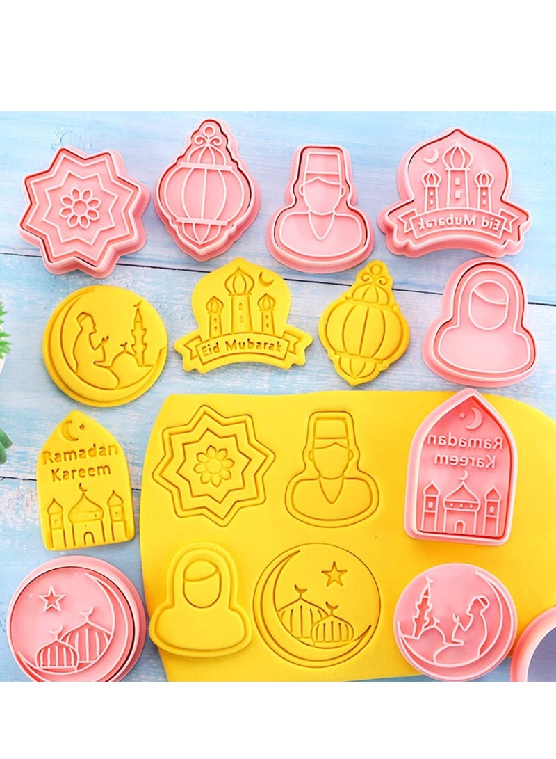 Excefore Cookie Cutter, Cookie Cutters and Stamps, DIY Eid Cookie Stencils, Plastic Eid Mubarak Cookie Cutter-3D Eid Mubarak Cookie Molds, for Baking - Image 4