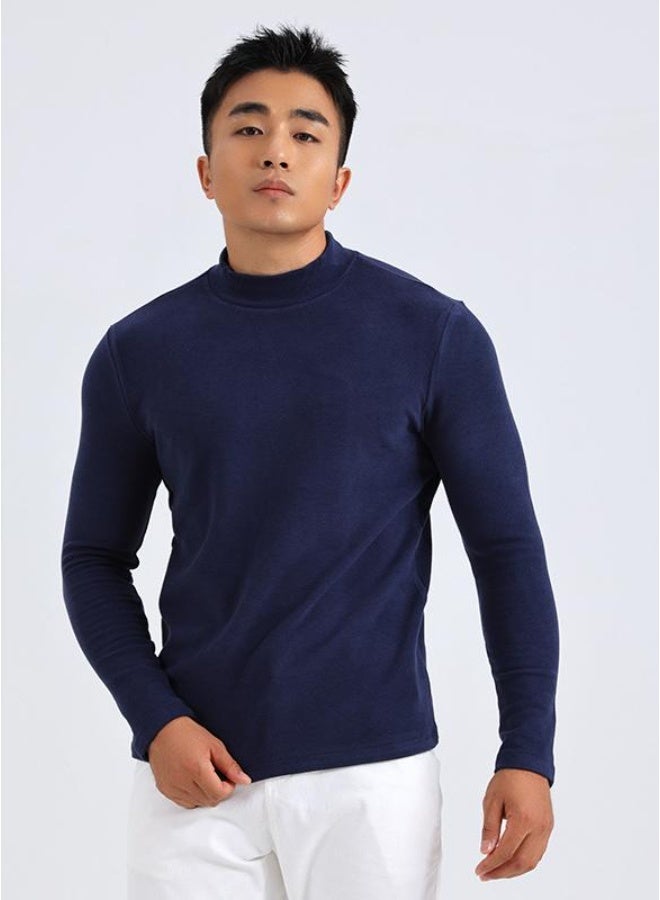 NIBEMINENT Autumn Winter Mock Neck Long Sleeved Clothes Men Solid Color Man Half Fashion Casual Mens Clothing Pullover Casual Clothes - Image 1