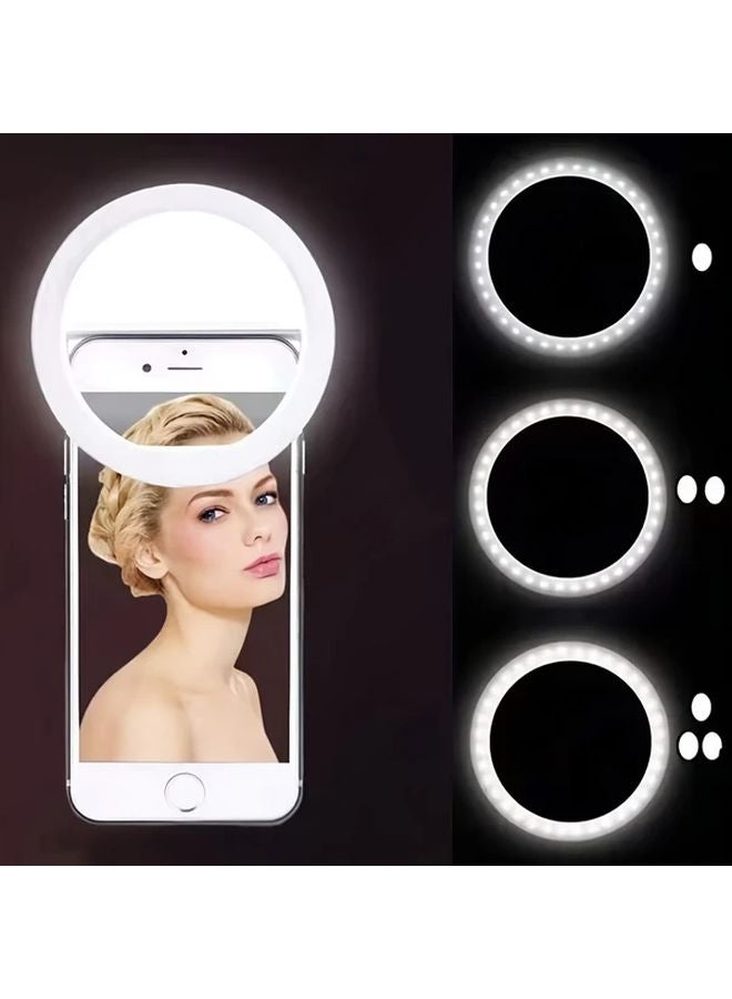 Rechargeable LED Selfie Ring Light With Clip On Design Black USB Charging - Image 4