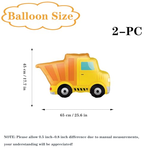 Yeodong Large Car Foil Balloons Transportation Birthday Party Decoration for Boys Dumper Truck Balloon Digger Balloons Children Gifts Birthday Party Decoration Construction Truck 2 Pieces - Image 5