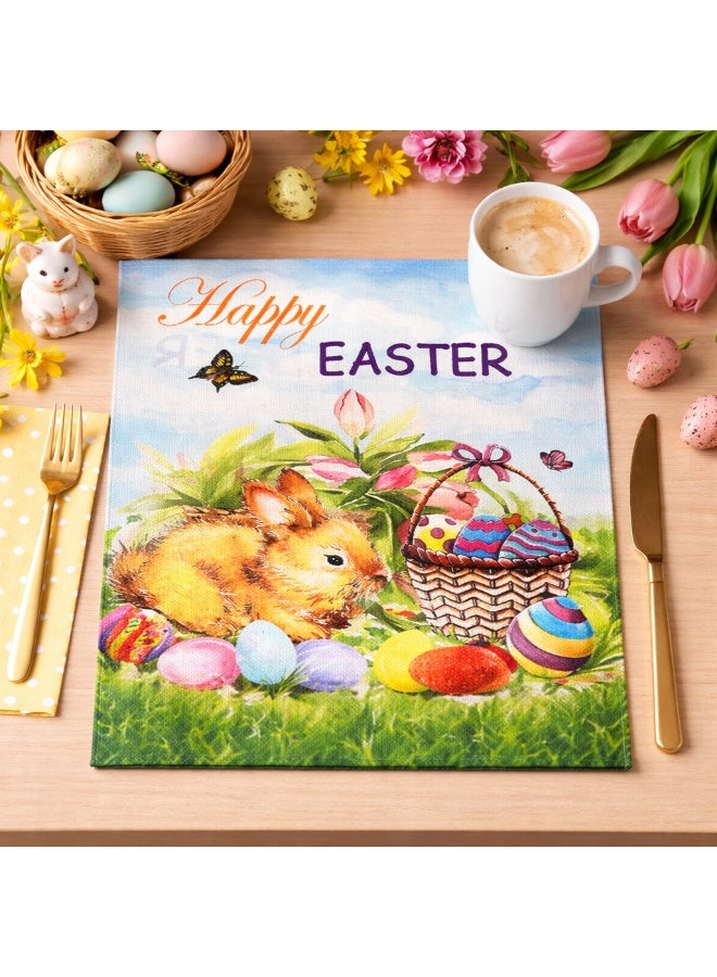 مفرش طاولة عيد الفصح 30×40 سم تصميم أرنب مع عبارة Happy Easter ديكور طاولة - Image 3
